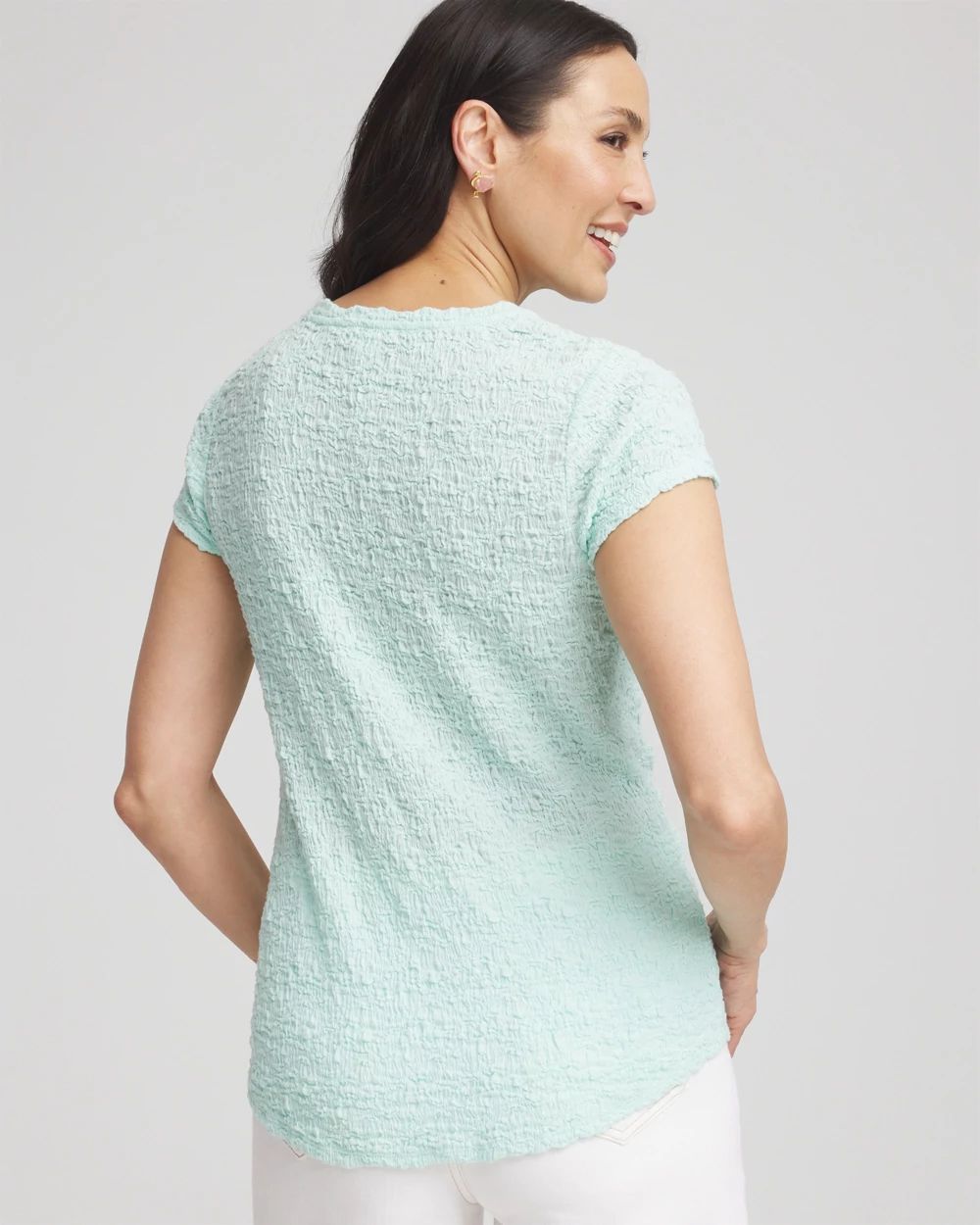 Textured Cap Sleeve Tee