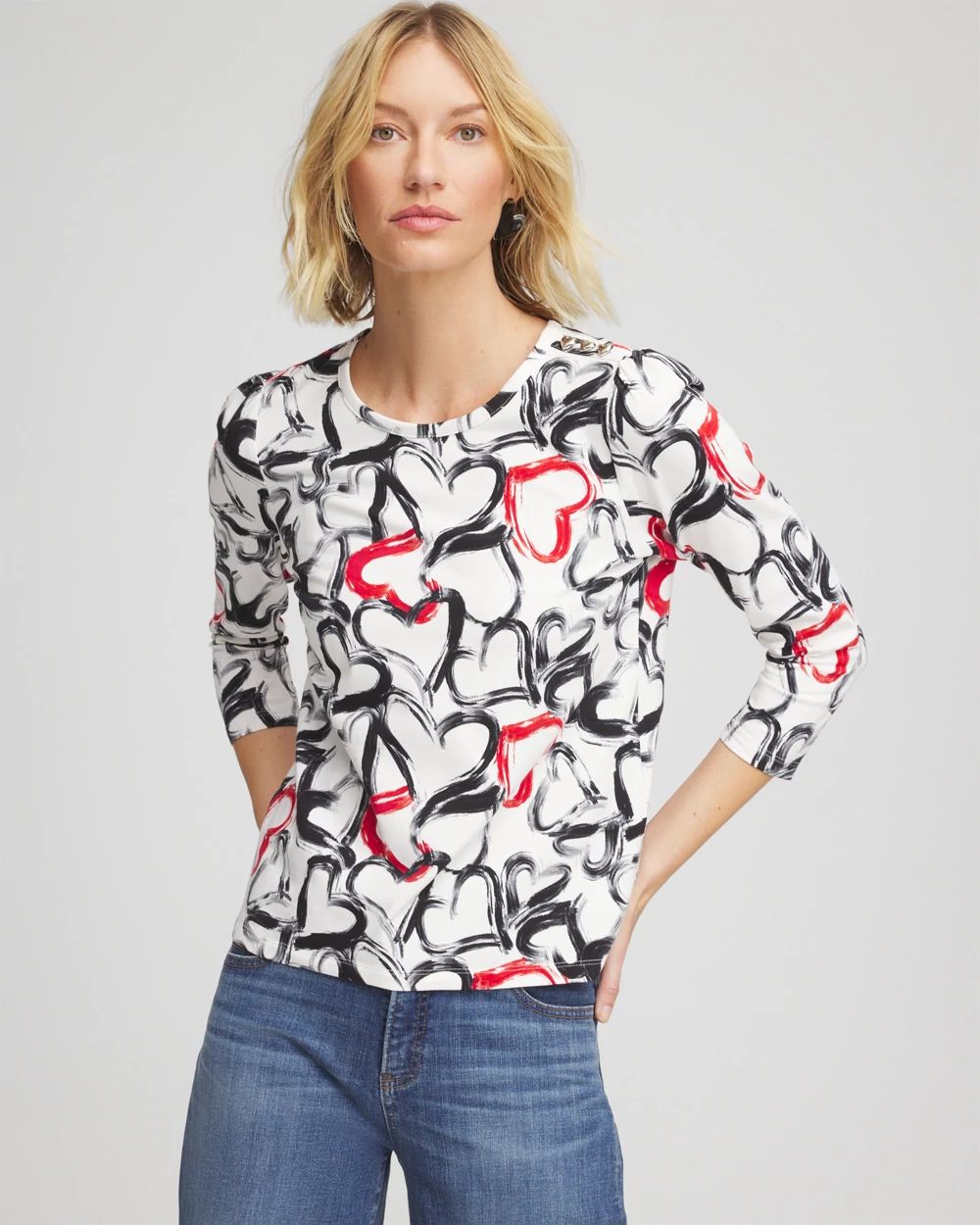 Love Brush Button Heart Tee