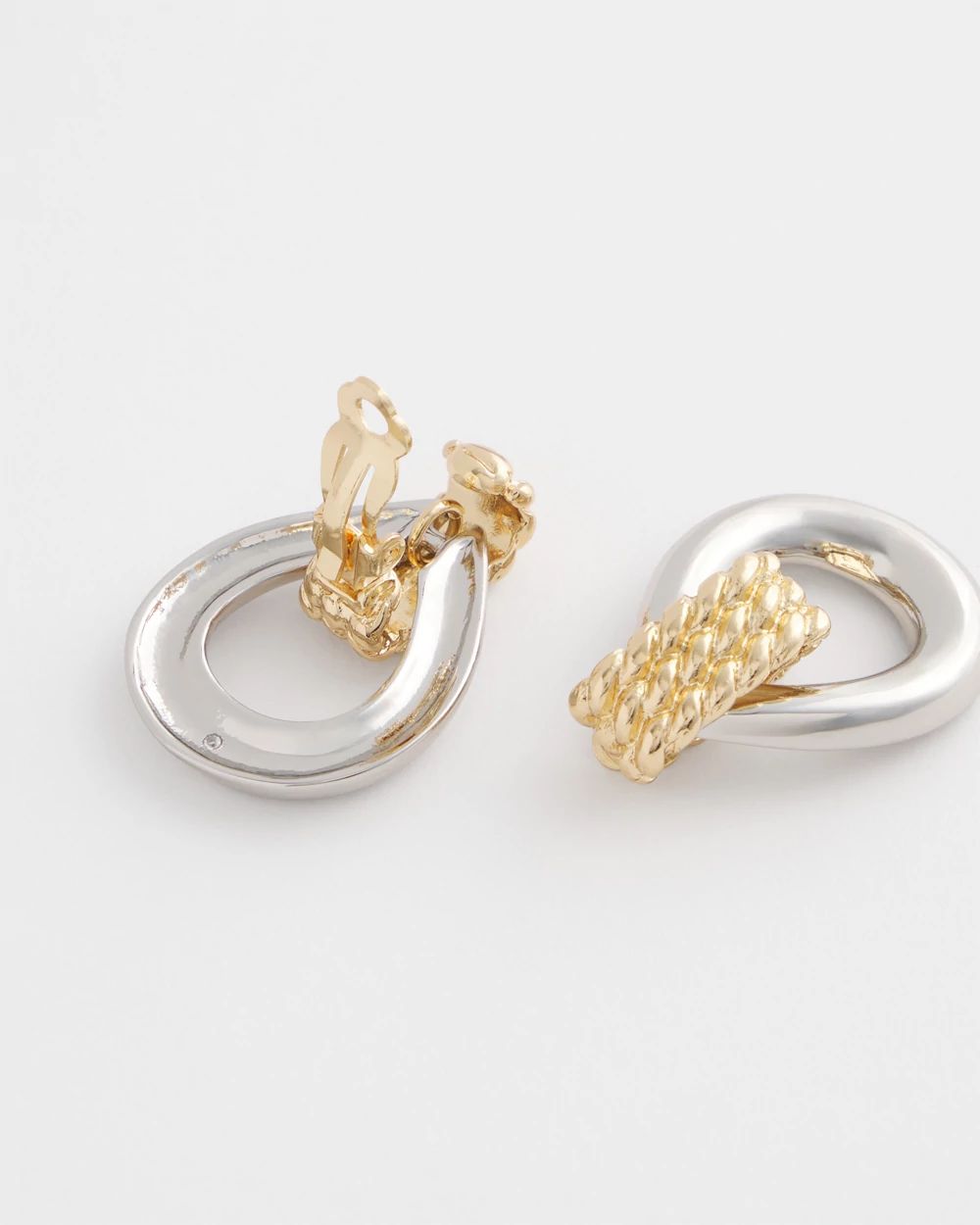 No Droop™ Mixed-Metal Teardrop Clip-On Earrings click to view larger image.