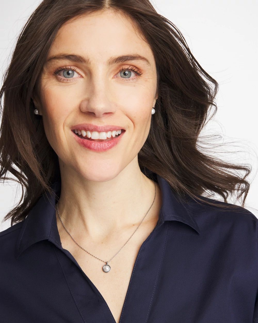 Silver Pearl Single Strand Necklace click to view larger image.