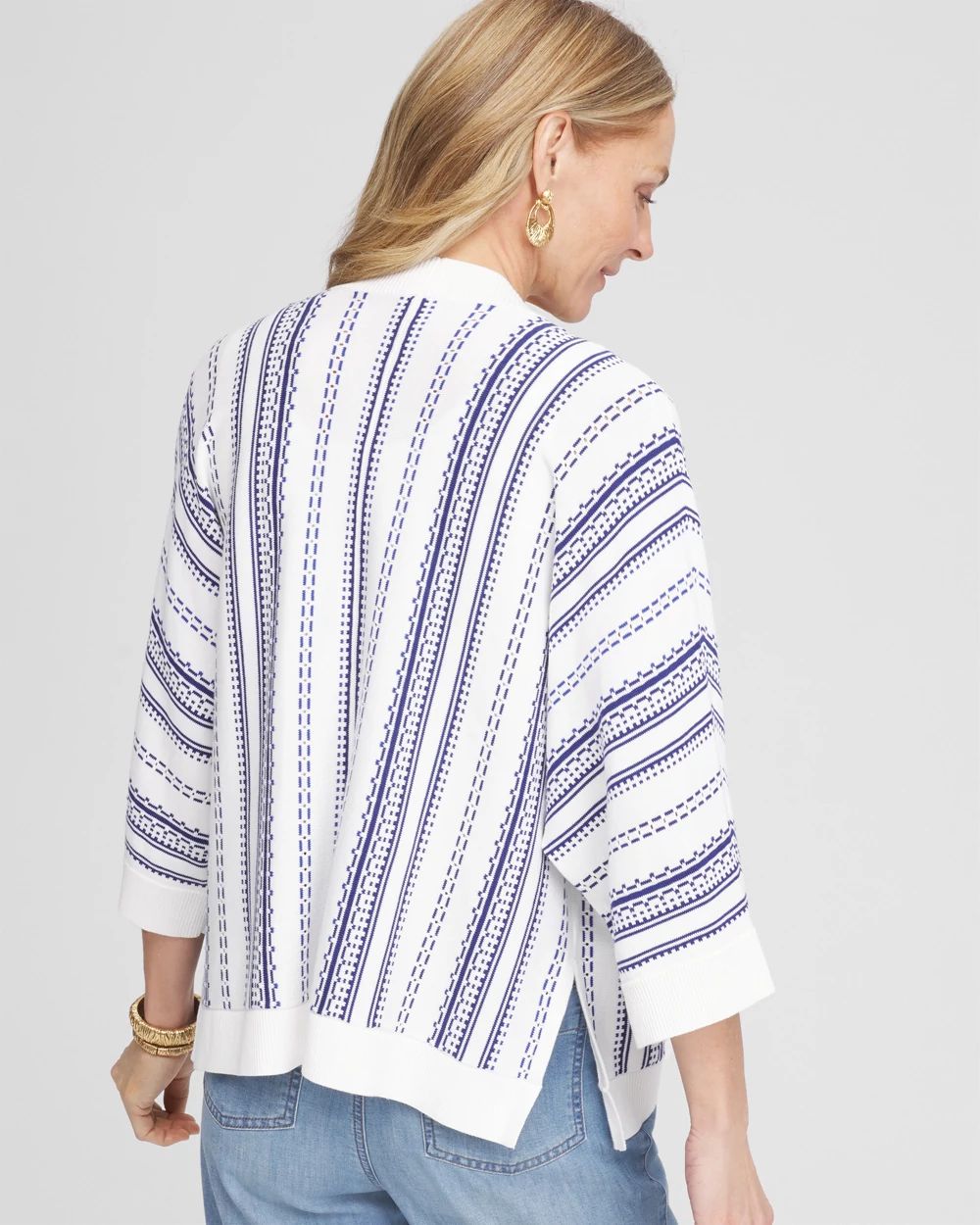 Island Motif Embroidered Cardigan