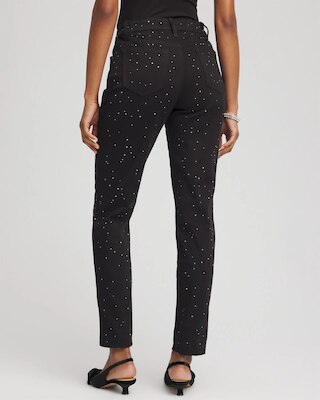 Stone Embellished Girlfriend Slim Ankle Jeans click to view larger image.