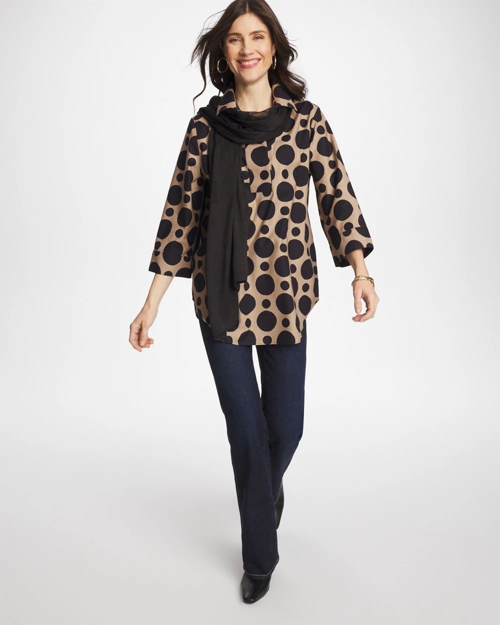 No Iron™ Stretch Global Dots Popover Tunic click to view larger image.