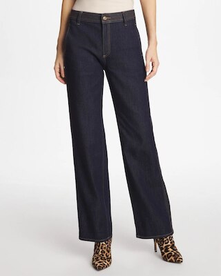 Trapunto Wide-Leg High-Rise Jeans