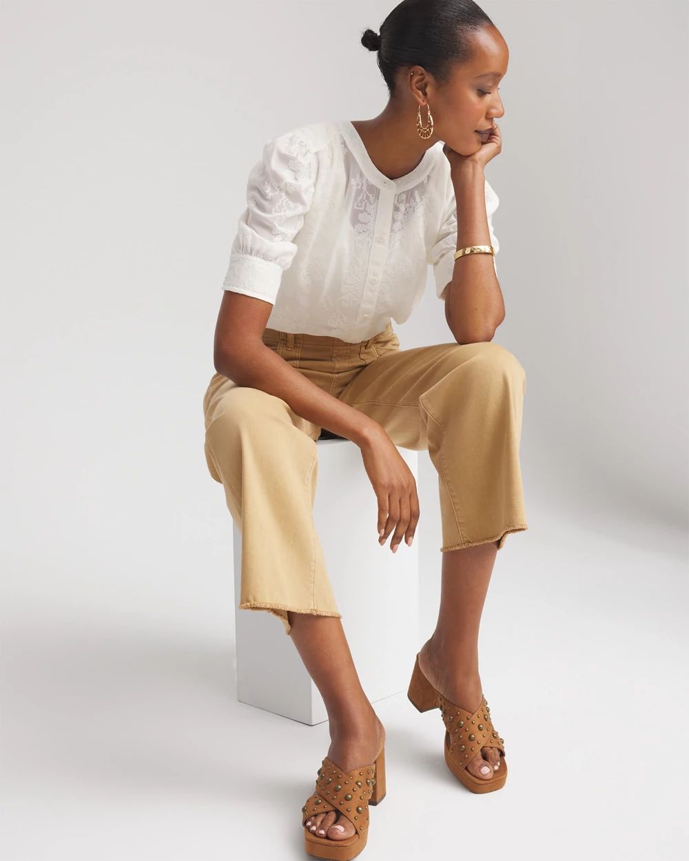 Chiffon Puff Sleeve Shirt click to view larger image.