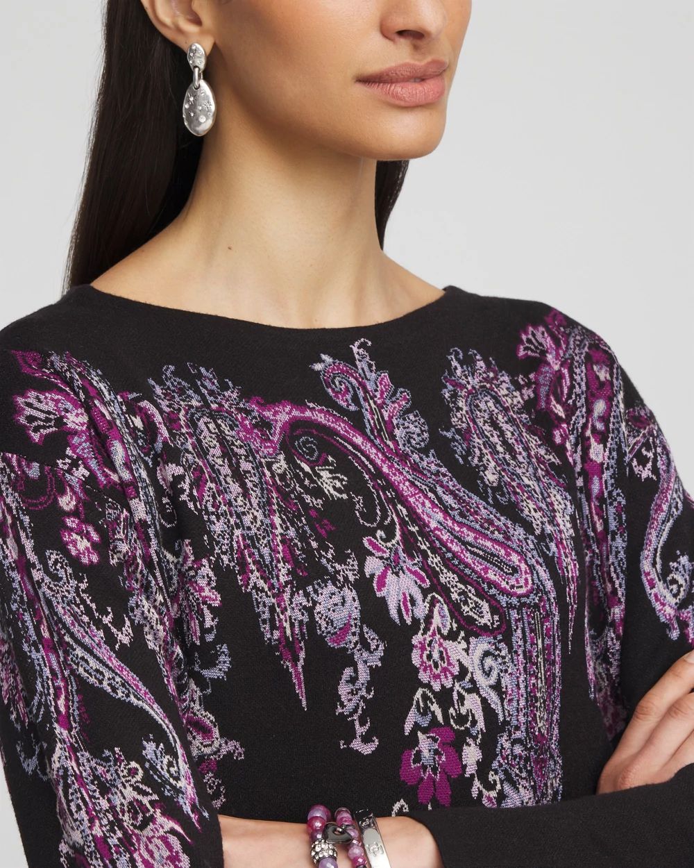 Jacquard Paisley Pullover Sweater