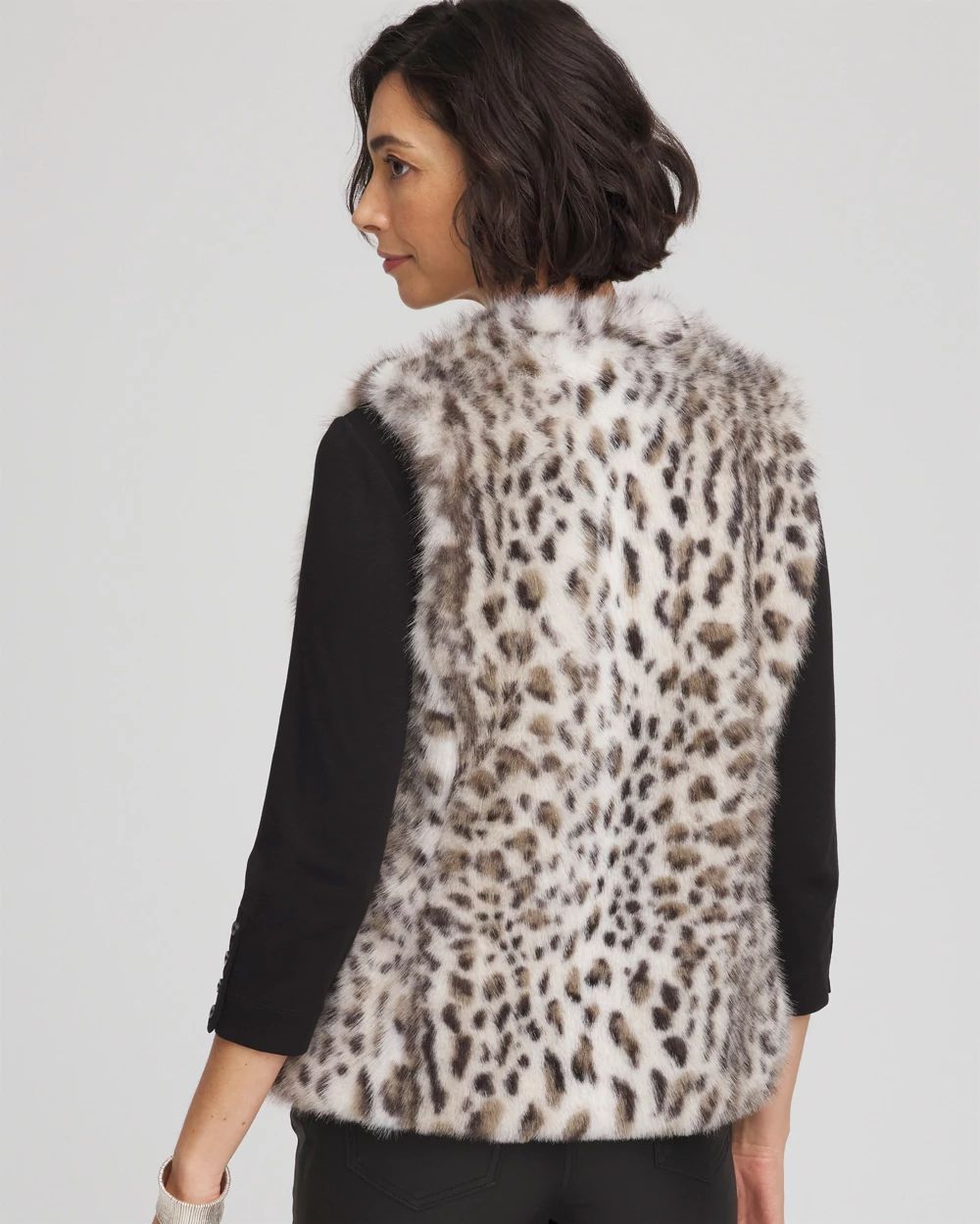 Snow Leopard Faux Fur Vest click to view larger image.
