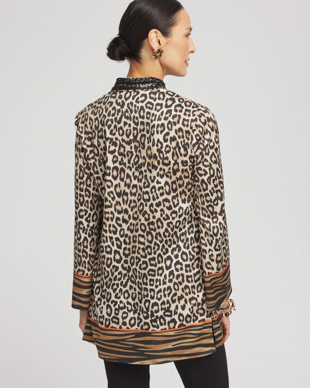 Embellished Mixed Animal Print Kurta Top click to view larger image.