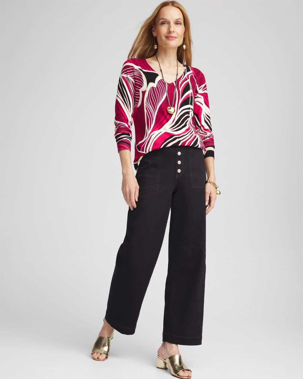 Leaf V-Neck Pullover Sweater