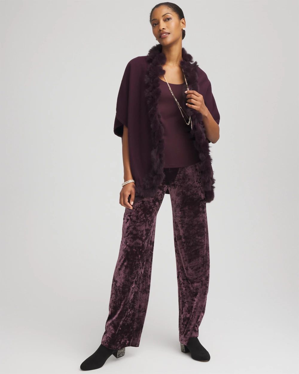 Petite Crushed Velvet Wide-Leg Pants