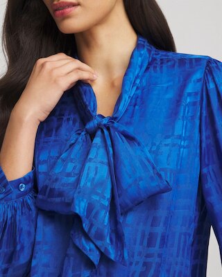 Jacquard Tie-Front Blouse click to view larger image.