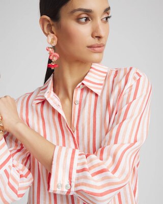 No Iron™ Striped Linen Shirt click to view larger image.