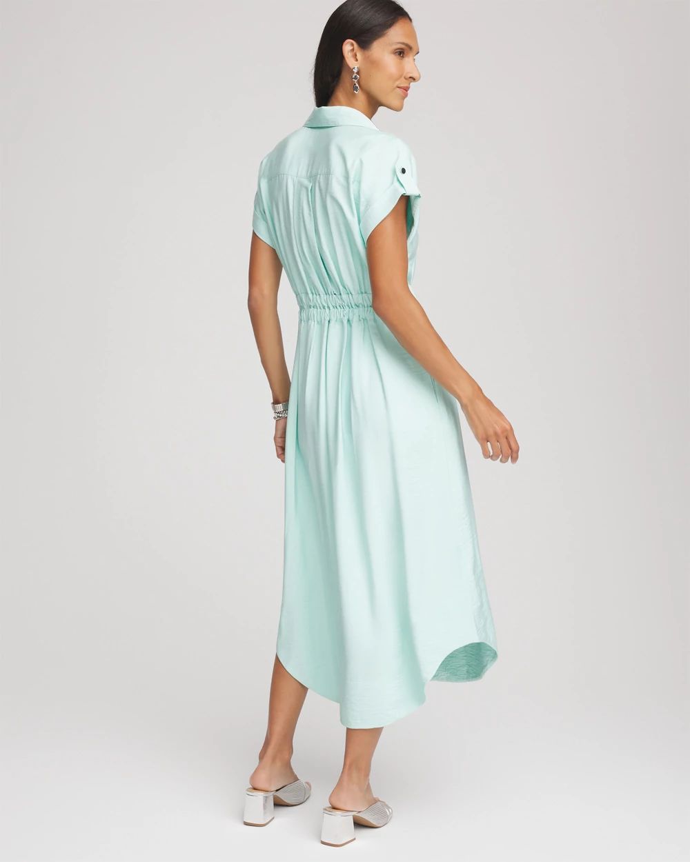 Hammered Rayon Midi Shirtdress click to view larger image.