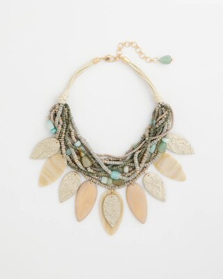 Multistrand Wood Petal Necklace