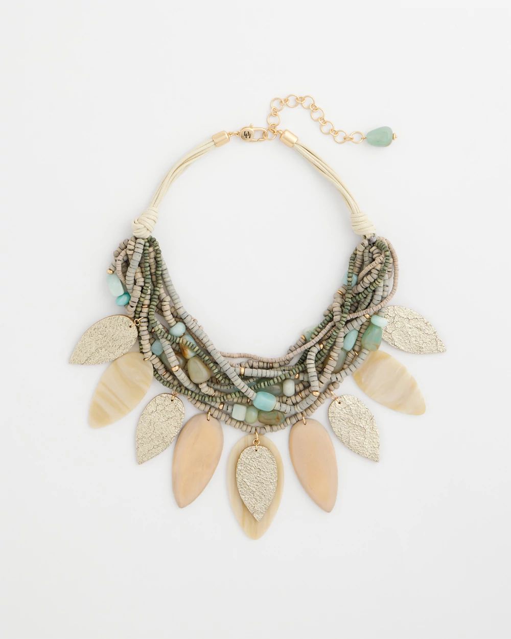 Multistrand Wood Petal Necklace