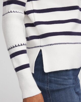 Striped Relaxed Mockneck Pullover click to view larger image.