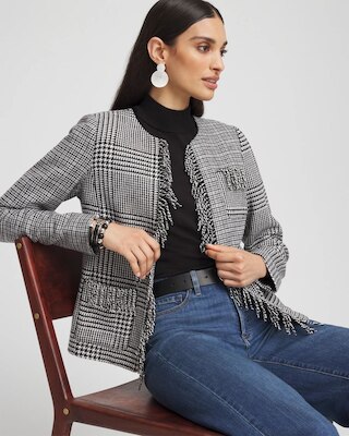 Mixed Tweed Fringe Jacket click to view larger image.