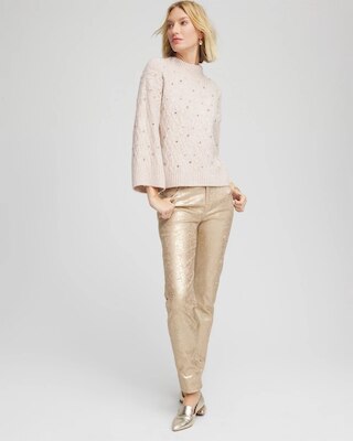 Sequined Cable Knit Sweater click to view larger image.