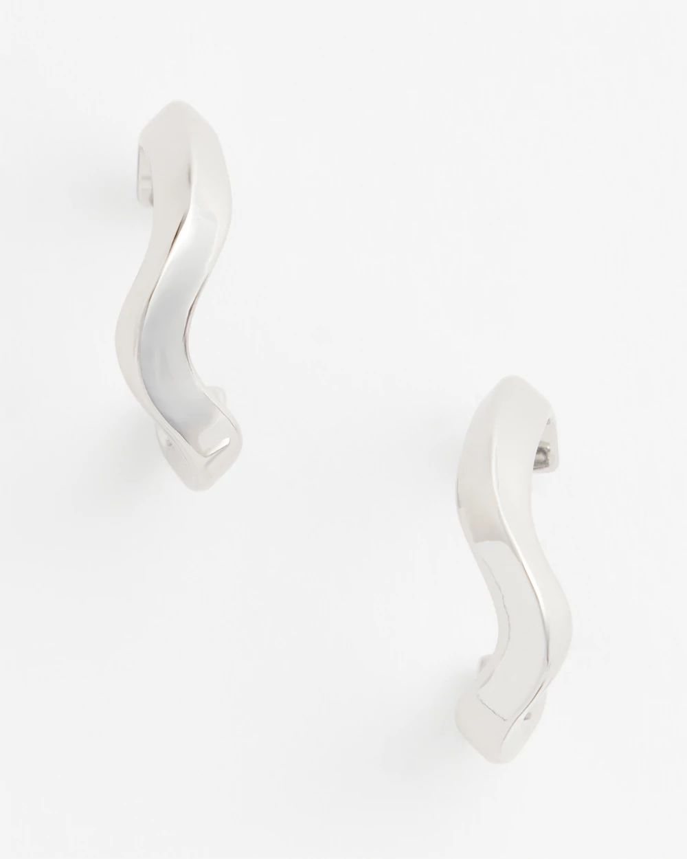 Silver Wavy Hoop Earrings