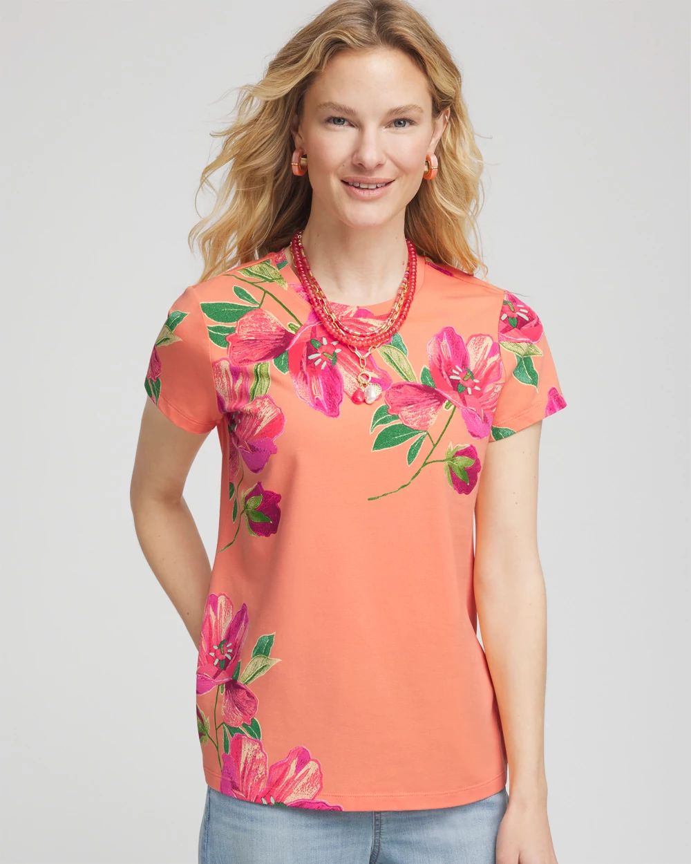 Floral Cap-Sleeve Tee