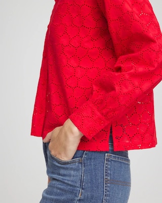 Heart Eyelet Button Down Shirt click to view larger image.