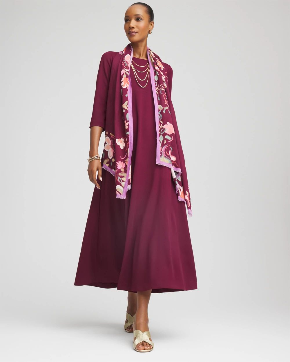 Seamed Crepe Maxi Dress click to view larger image.