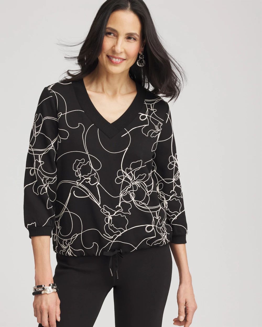 Zenergy® Double-Knit Embroidered Top
