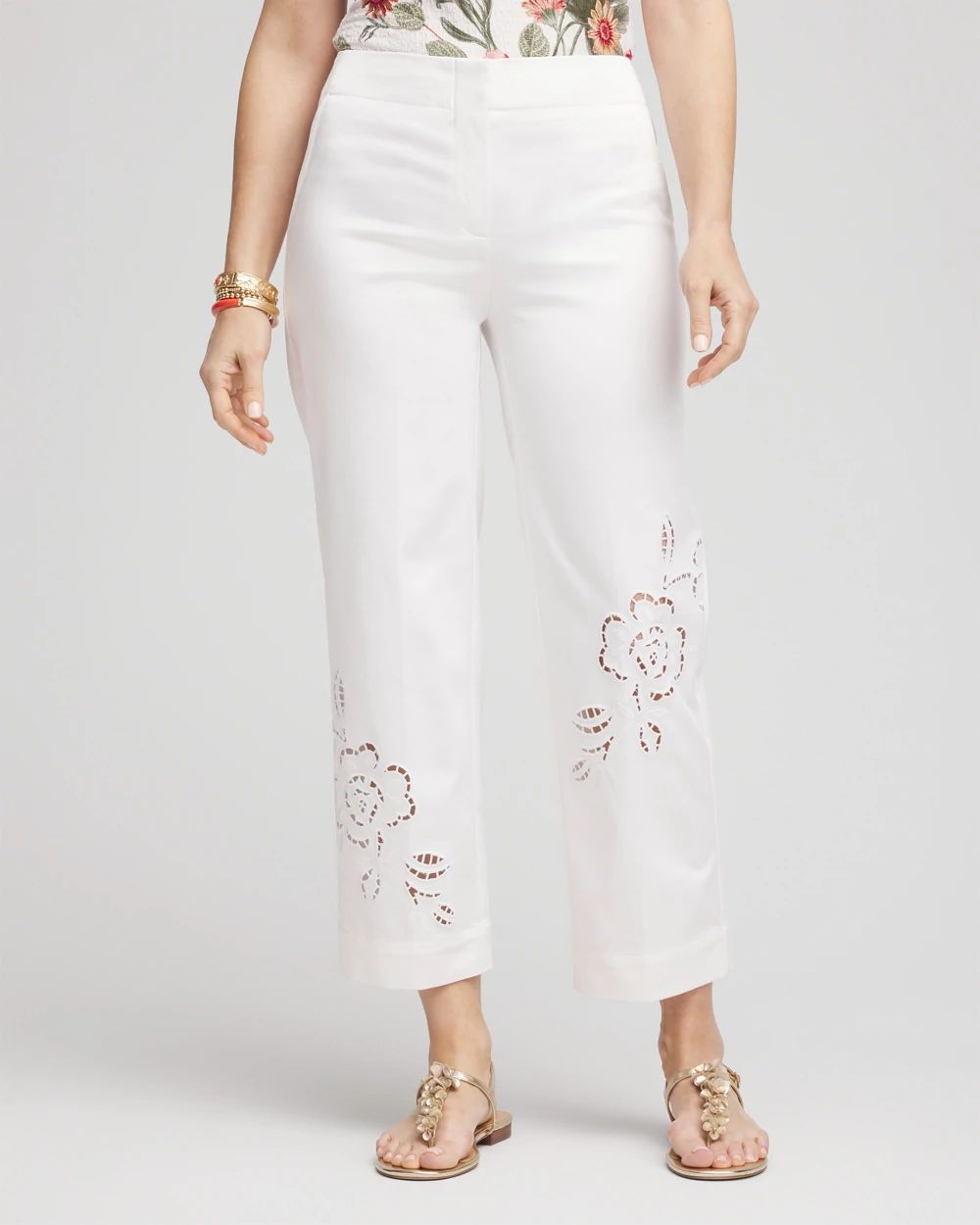Sateen Cutout Cropped Pants