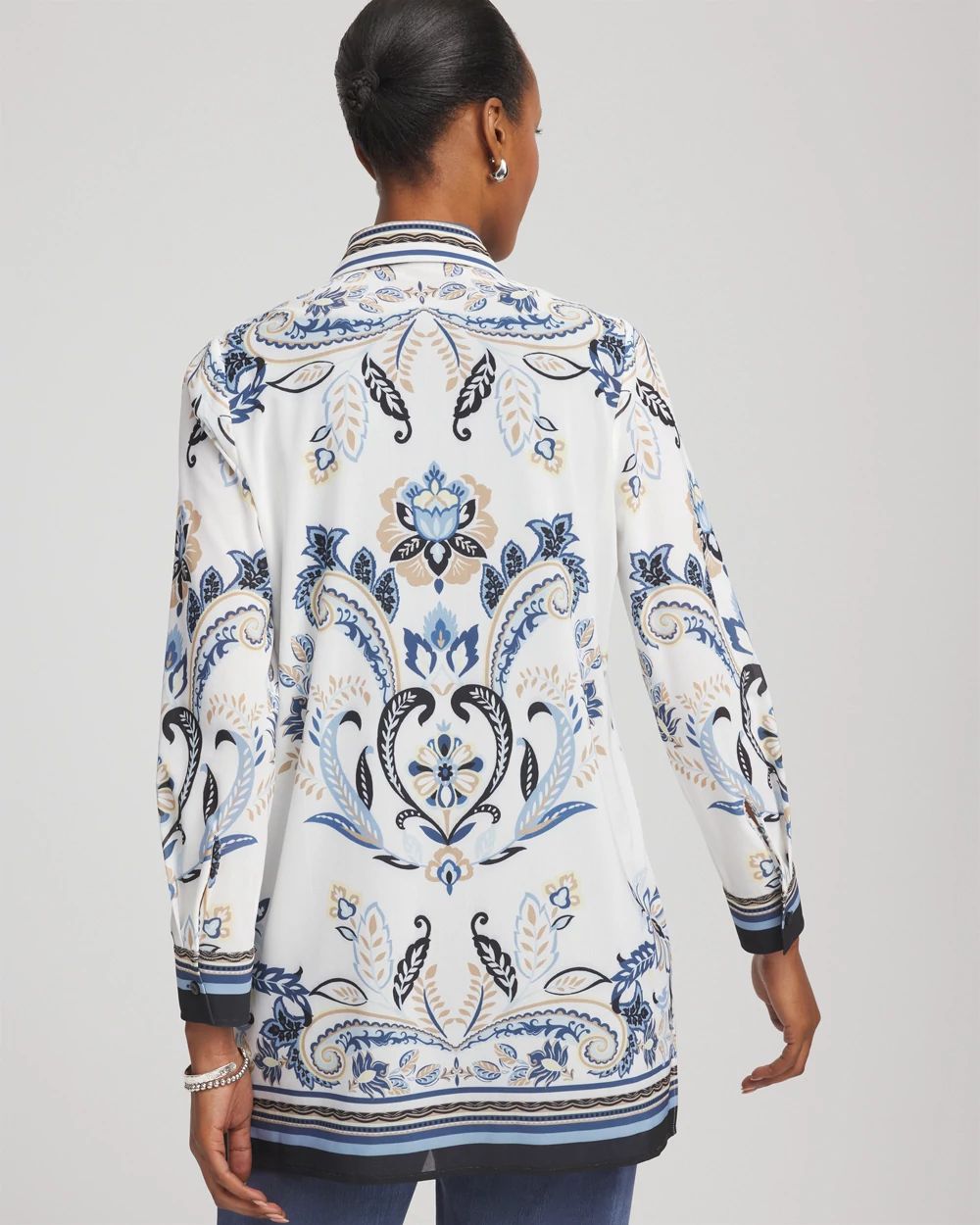 Travelers™ Collection Paisley Mesh Shirt Jacket click to view larger image.
