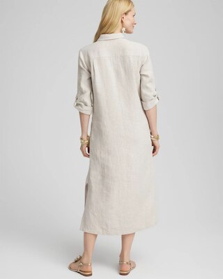 Linen Embellished Midi Shirt Dress click to view larger image.