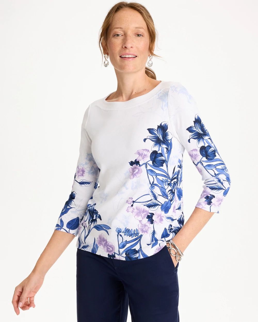Printed Pima 3/4 Sleeve Tee