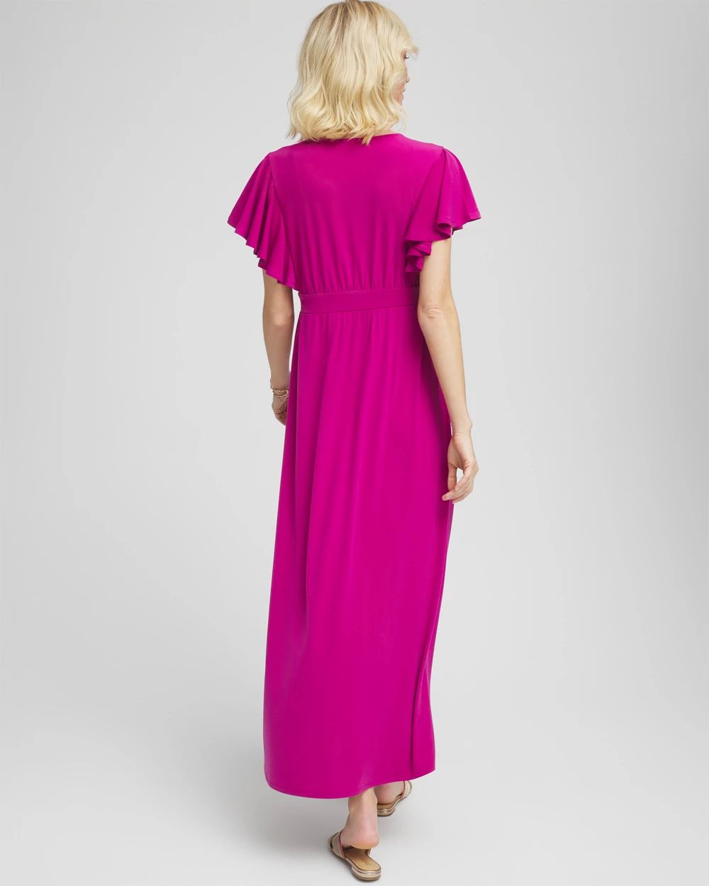 Petite Flutter Sleeved Jersey Maxi Dress