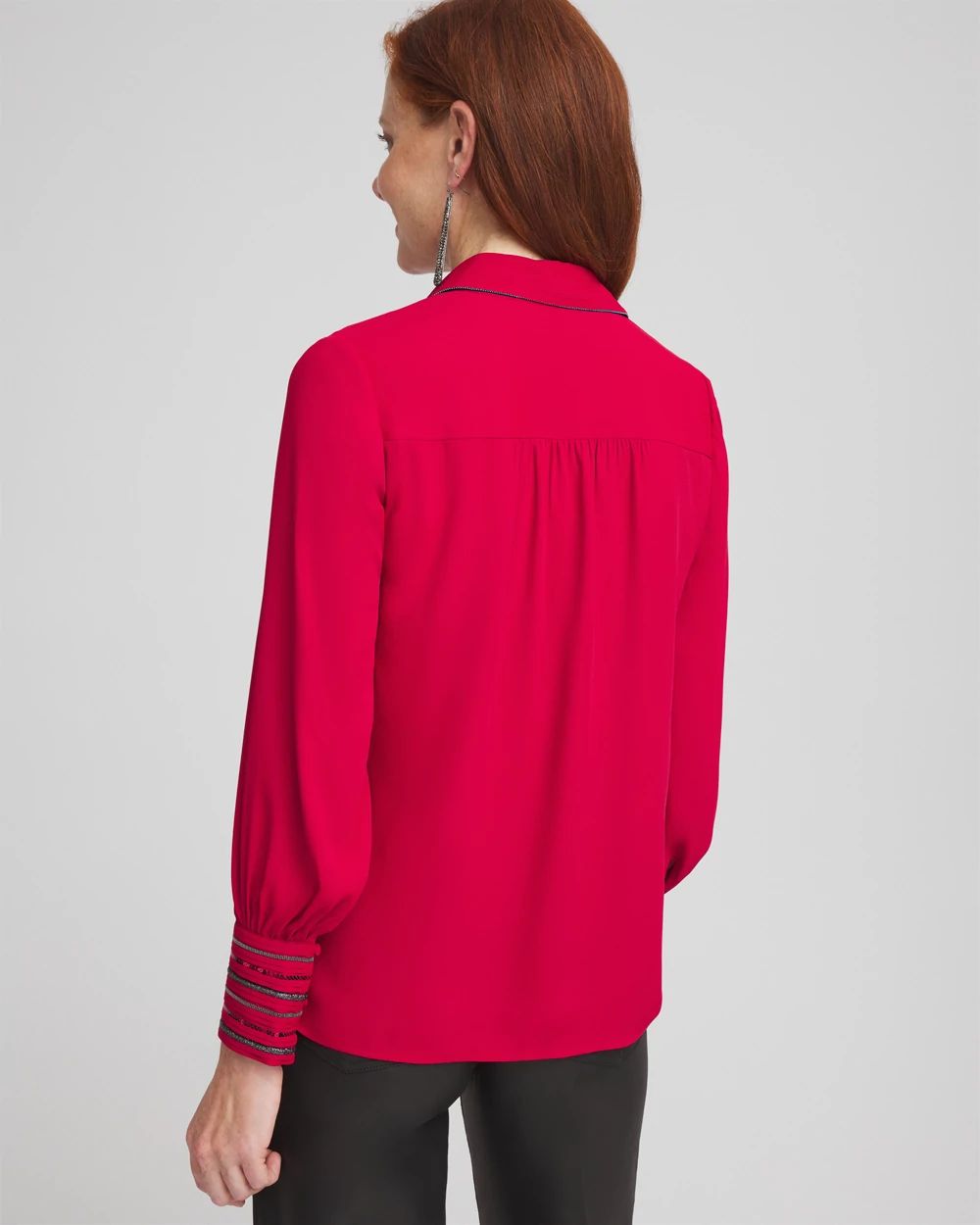 Embellished Cuffs Button Front Shirt