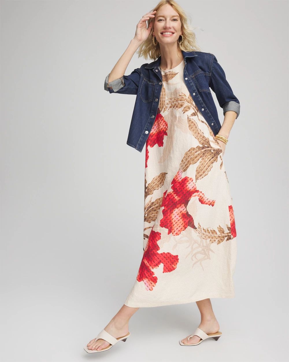 Floral Tank Linen Maxi Dress click to view larger image.