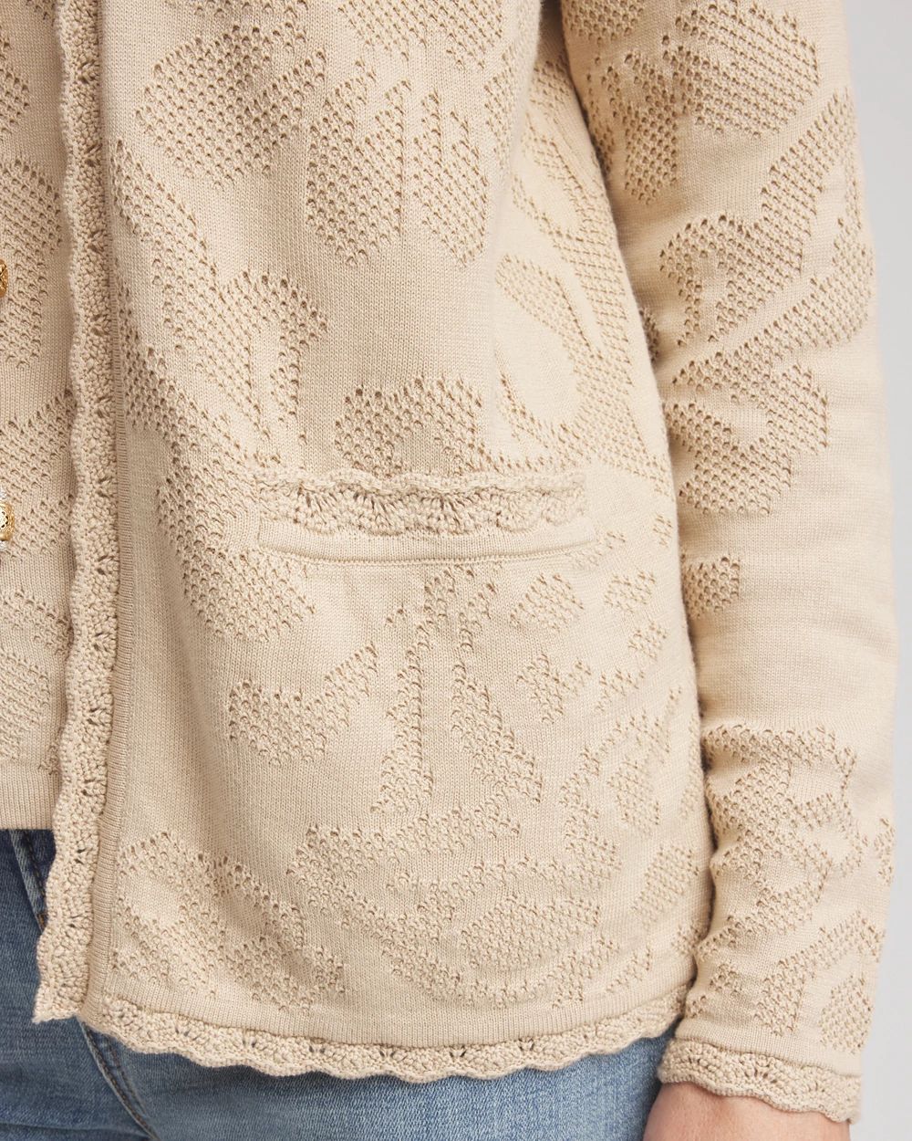 Pointelle Lace Scallop Cardigan