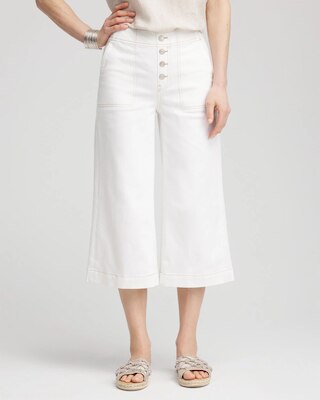 No Stain Pull-On Wide Capri Jeans