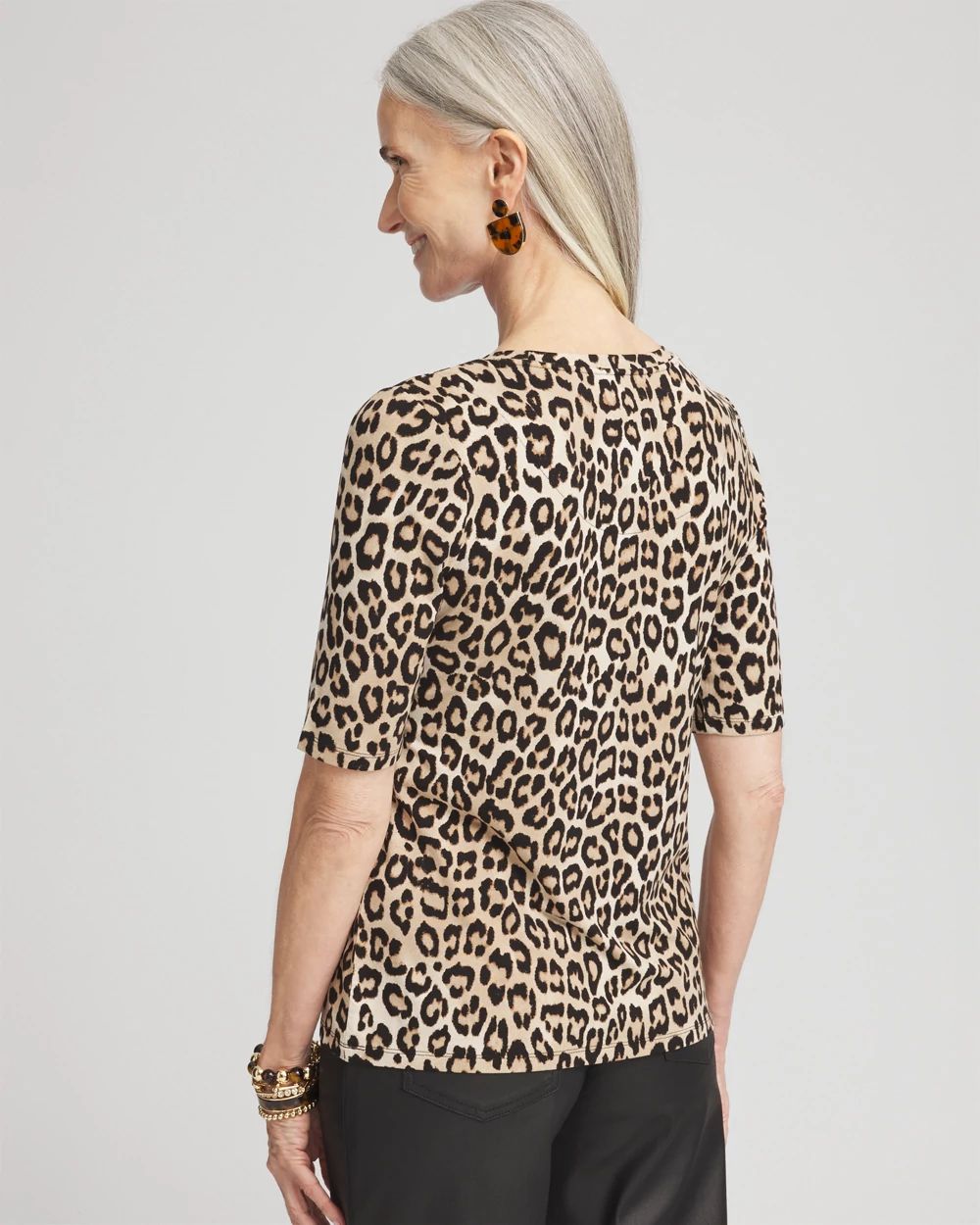 The Touch of Cool™ Leopard Elbow Sleeve Layering Tee