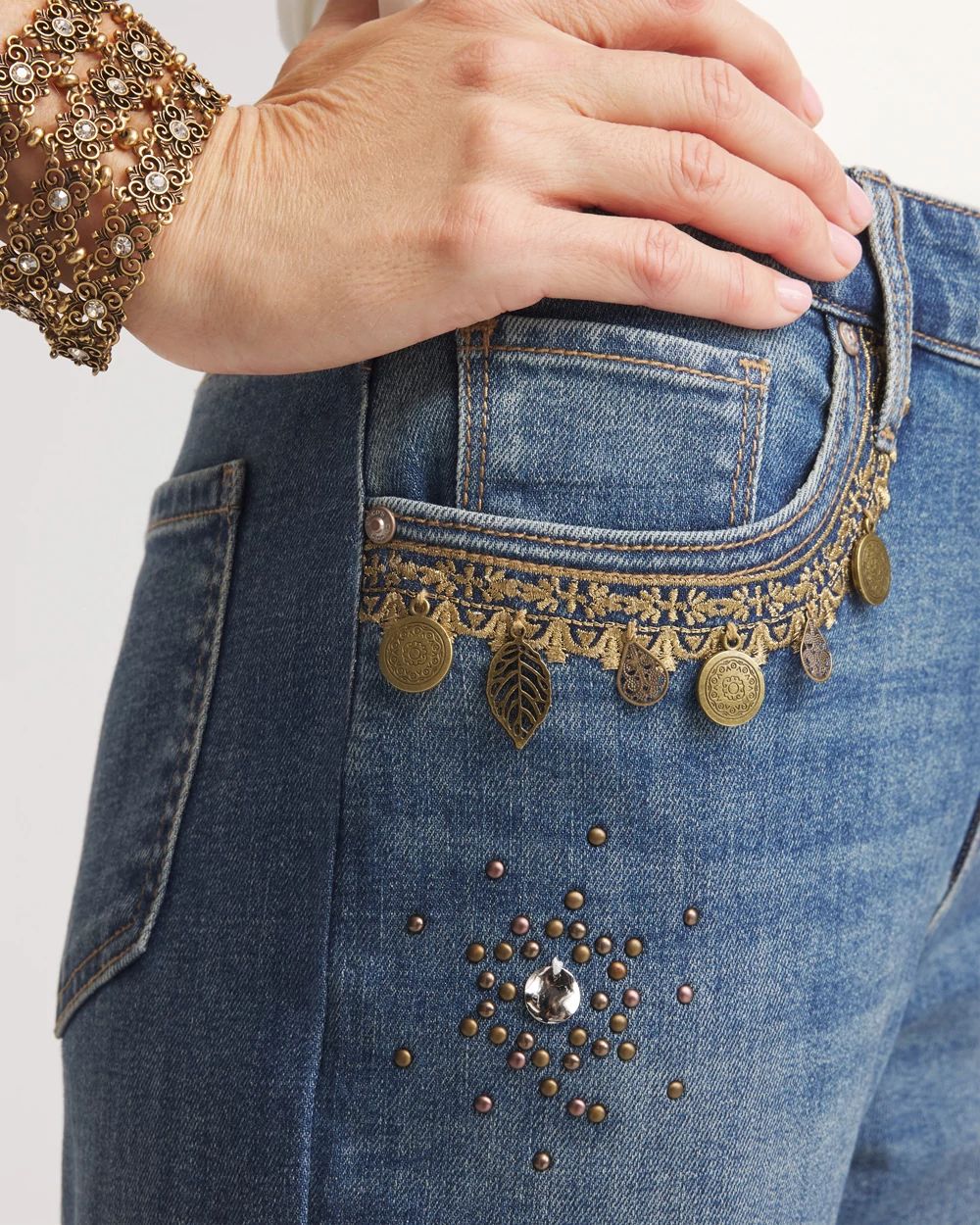 Embellished Cropped Jeans click to view larger image.