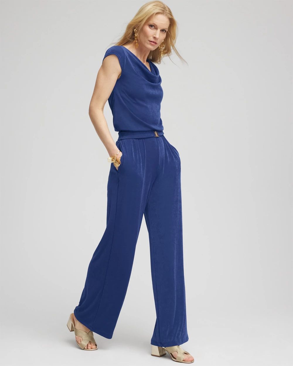 Travelers™ Cowlneck Belted Jumpsuit click to view larger image.