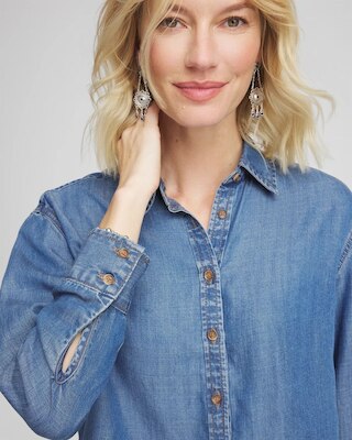 Tencel™ Cropped Denim Shirt click to view larger image.