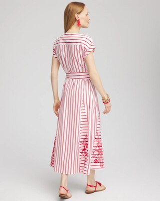Embroidered Godet Striped Maxi Dress click to view larger image.