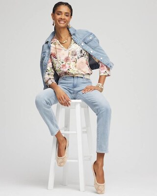 Touch of Cool™ Floral 3/4 Sleeve Tee click to view larger image.