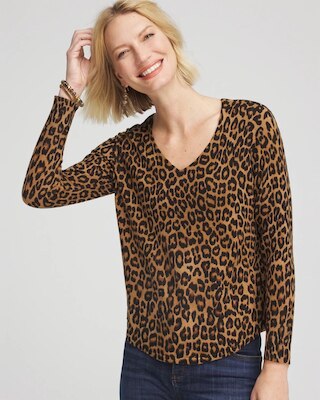 Ella V-Neck Printed Pullover Sweater