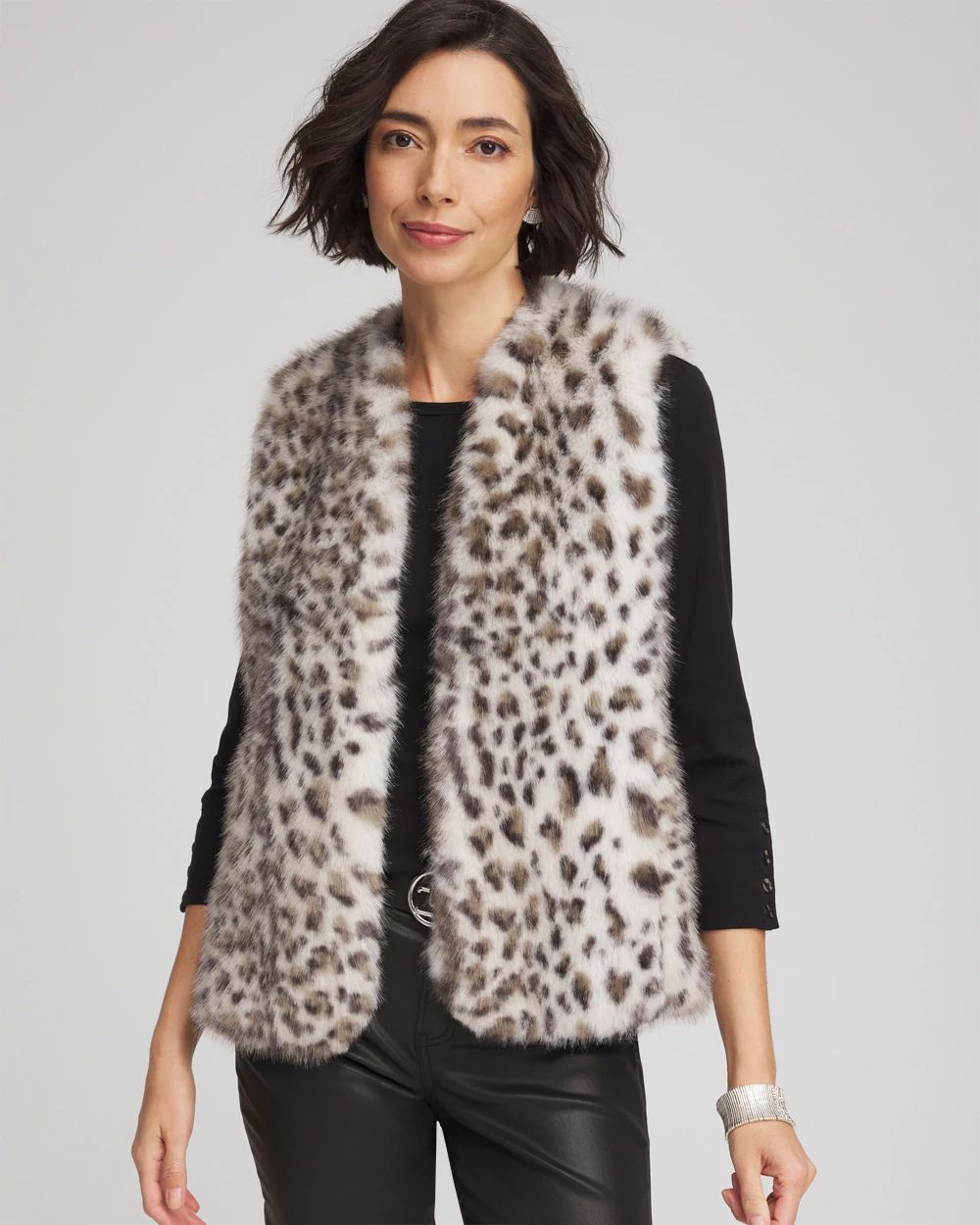 Snow Leopard Faux Fur Vest