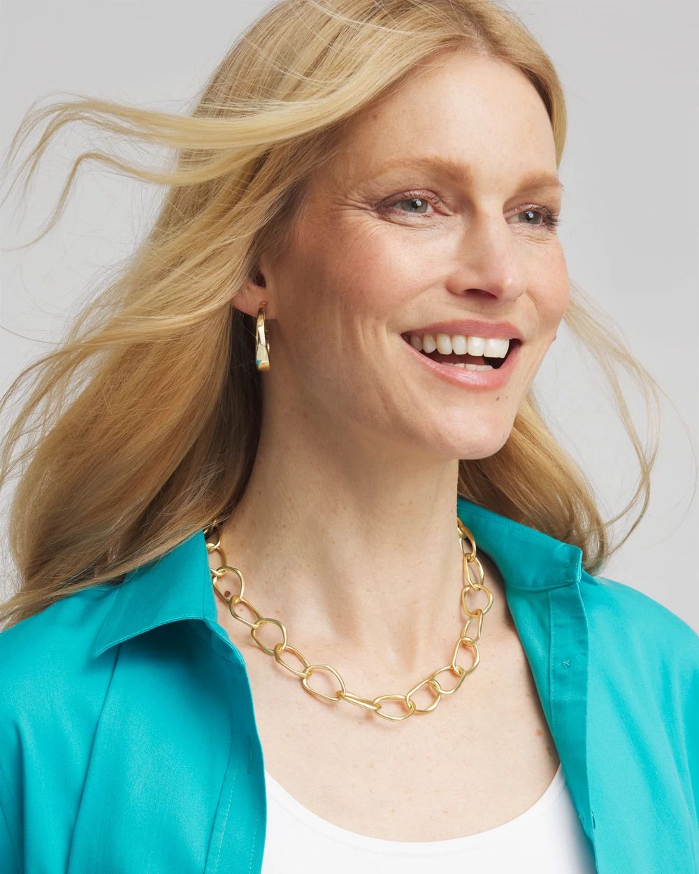 Pearlescent Goldtone Collar Necklace click to view larger image.