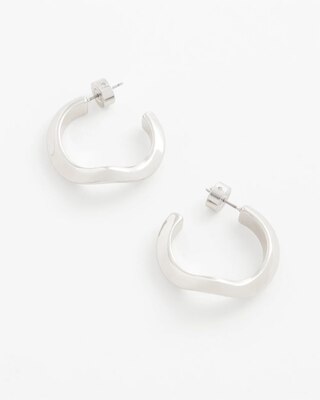 Silver Wavy Hoop Earrings click to view larger image.