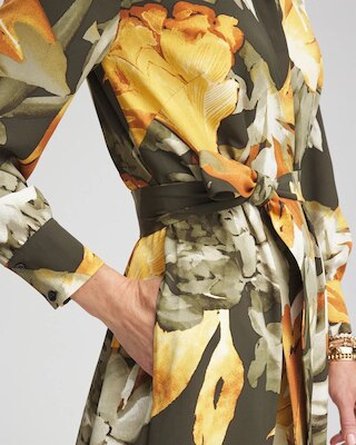 Fall Floral Print Shirt Dress click to view larger image.