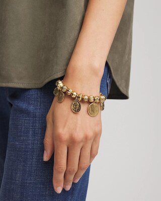 Coin Charm Stretch Bracelet click to view larger image.