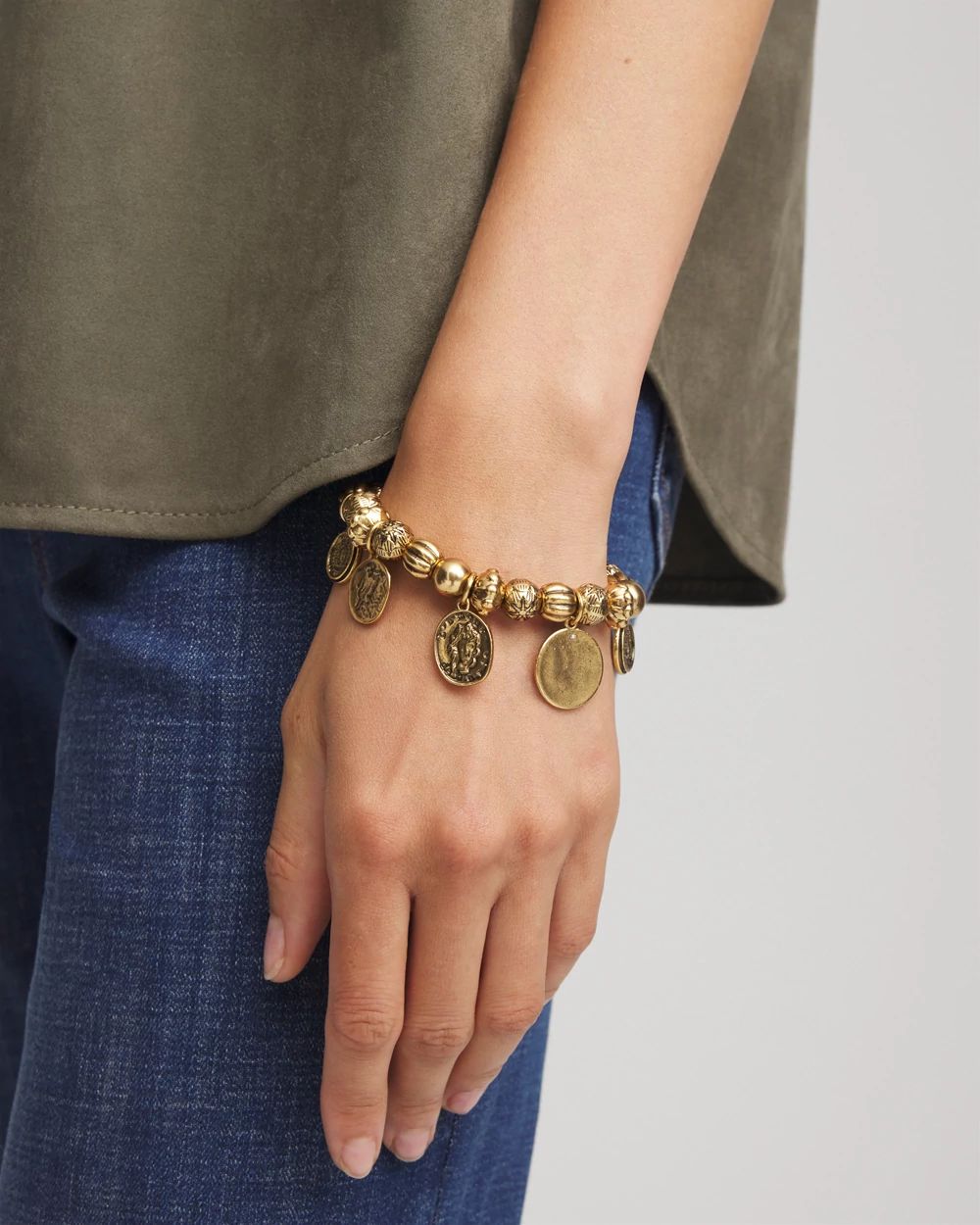 Coin Charm Stretch Bracelet