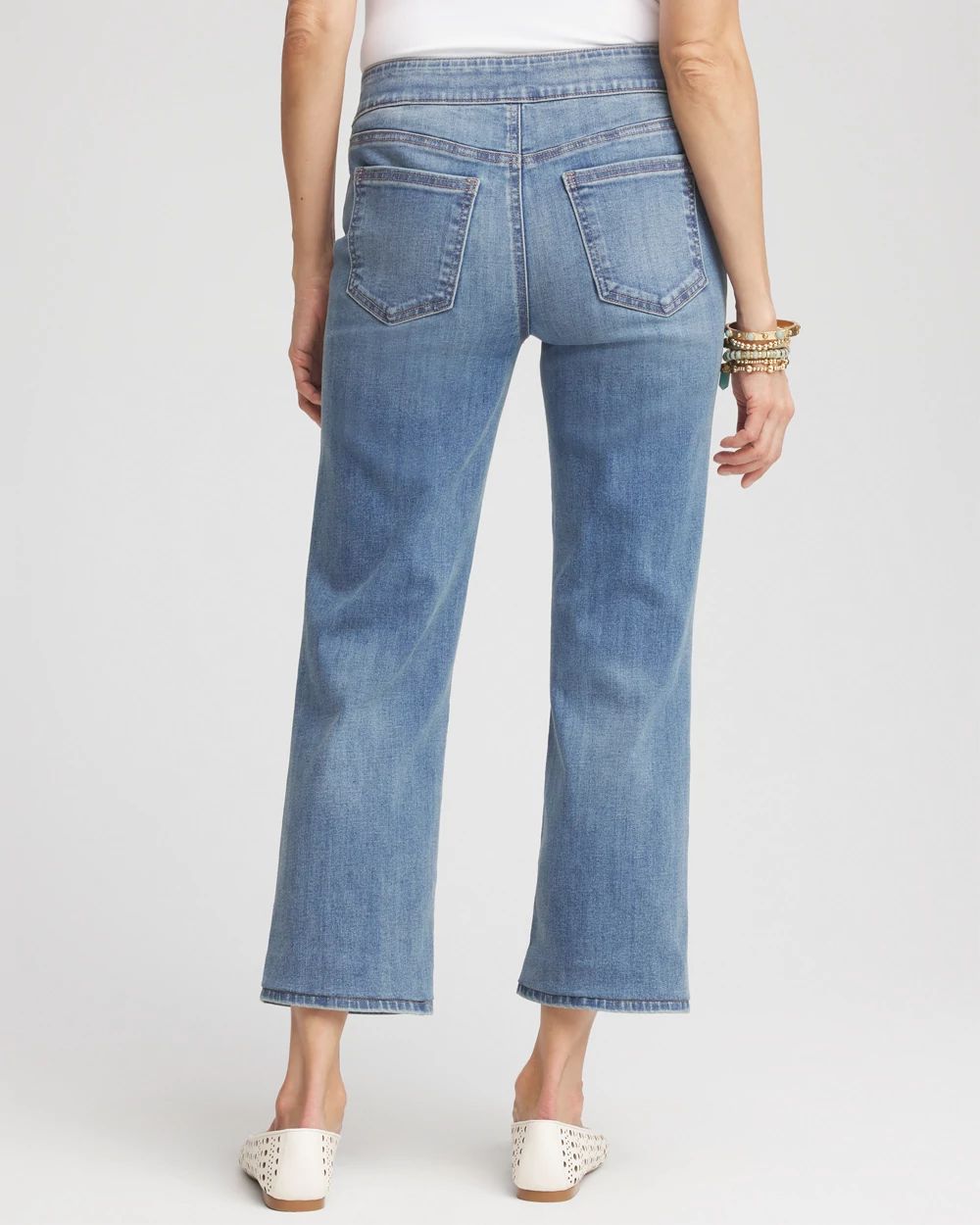 Pull-On Straight Cropped Jeans